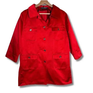Dolce & Gabbana Vibrant Red Silk Pea Coat